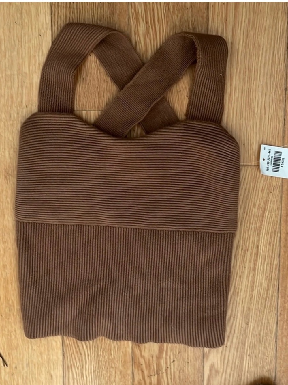 Abercrombie & Fitch Brown Ribbed Crossback Crop Top